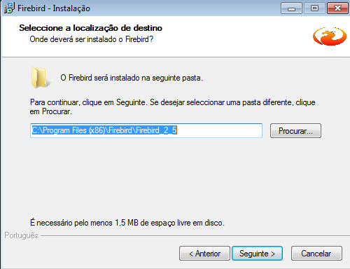 Tela real de destino C Program Files x86 Firebird Firebird 2 5
