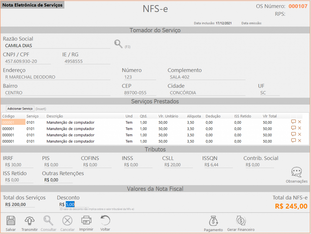 Recursos de NFS-e do Gslim