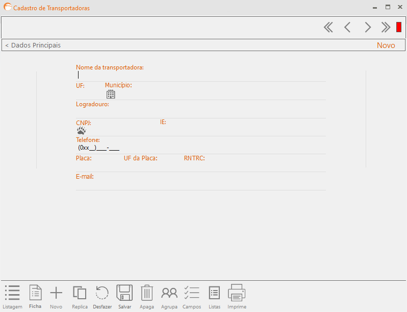 Recursos do cadastro de transportadoras do Gslim