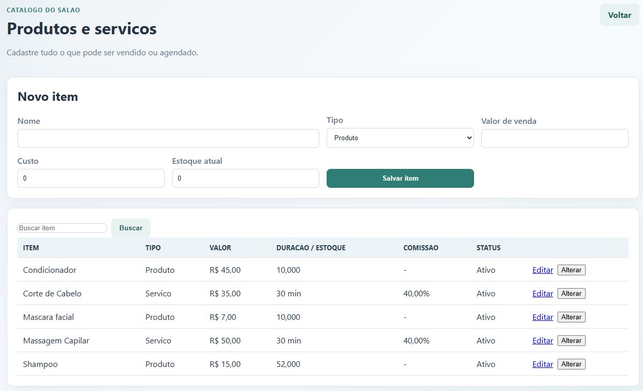 Cadastro de produtos e serviços