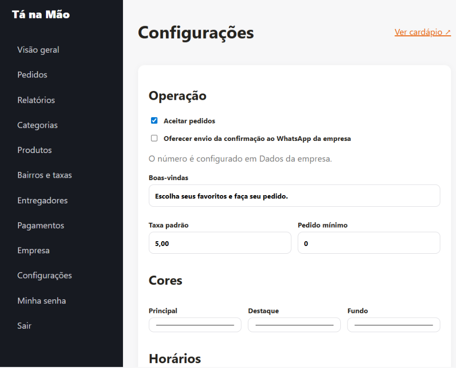 Configurações do sistema